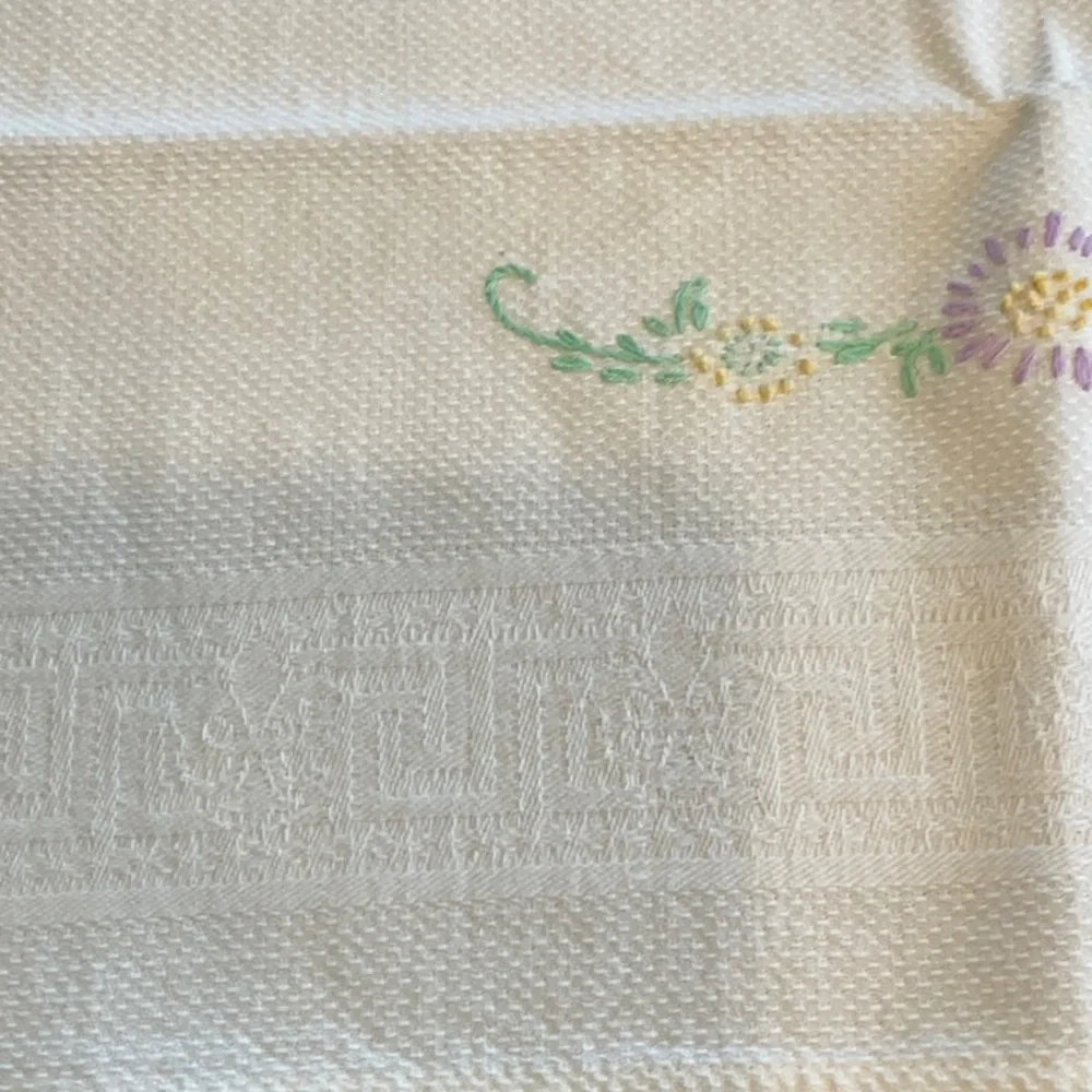 Cream Embroidered Towel